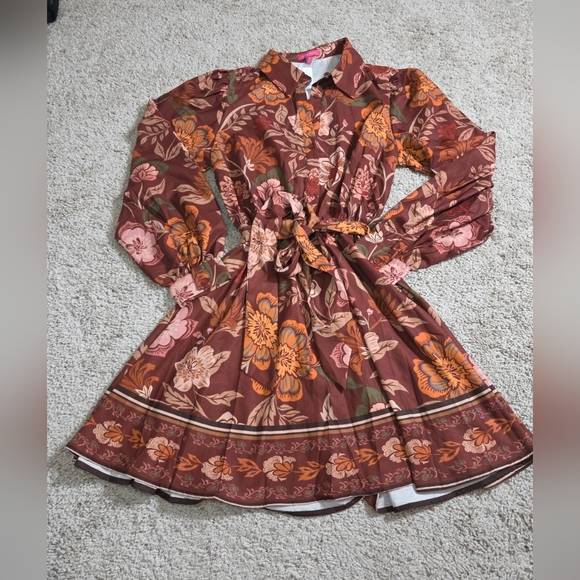 Flying Tomato The Belt Floral Desert Dawn Woven Mini Dress Sz M - Picture 4 of 10